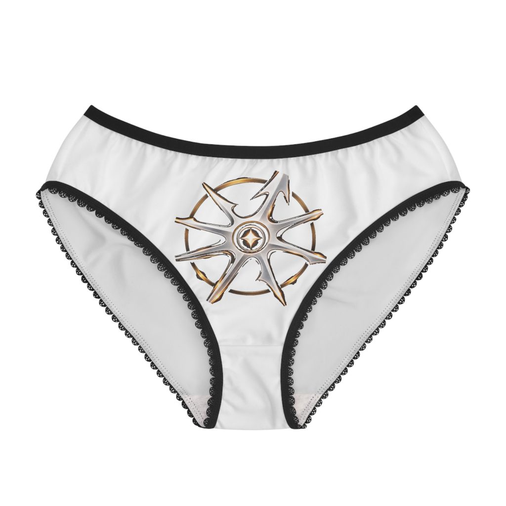 Disruptarian Compass Panties – Cream Print – White / Black Trim – product mockup