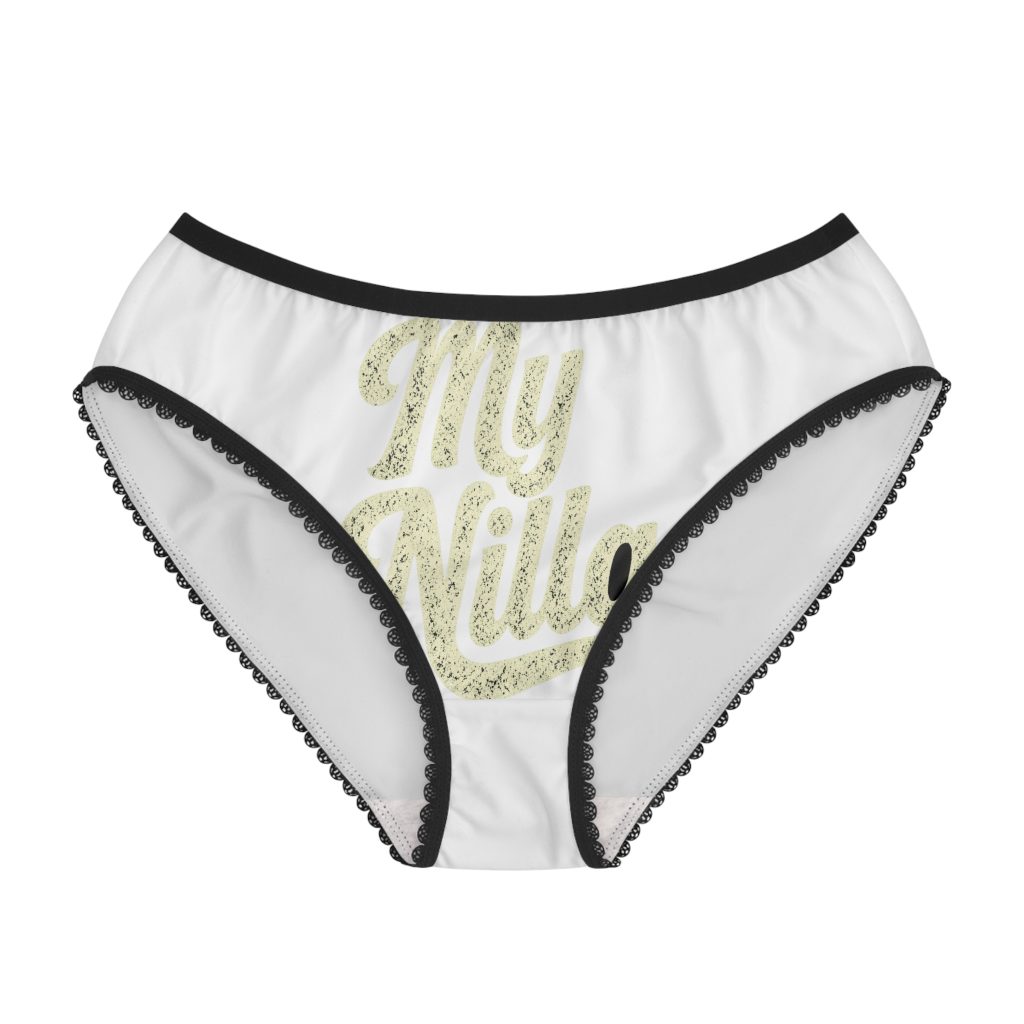 My Nilla Panties – Cream Print – White / Black Trim – product mockup
