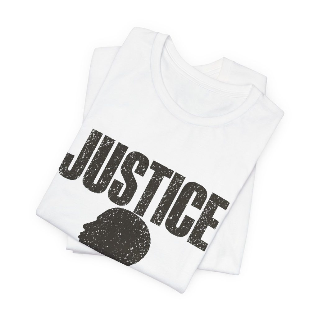 Justice for Juicy Tee White – White – product mockup