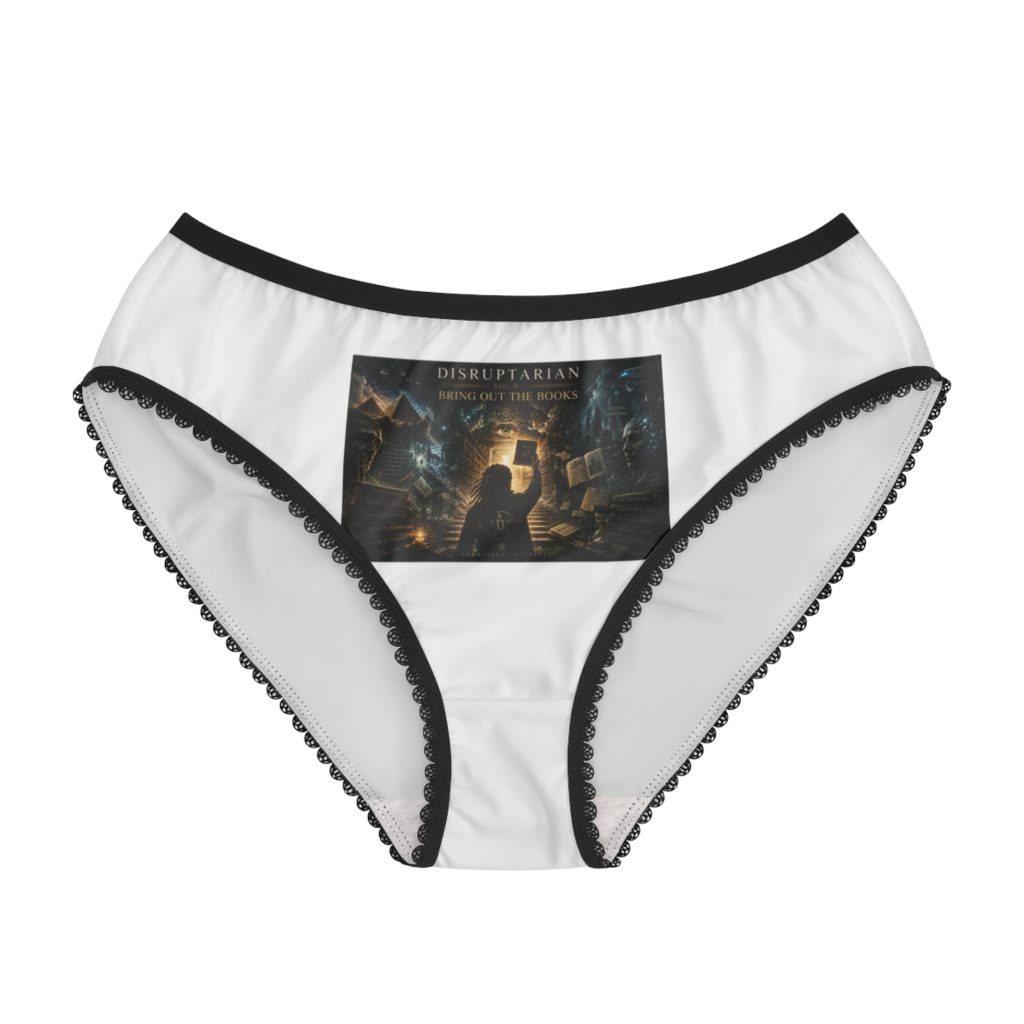 Bring Out the Books Panties – White / Black Trim – product mockup