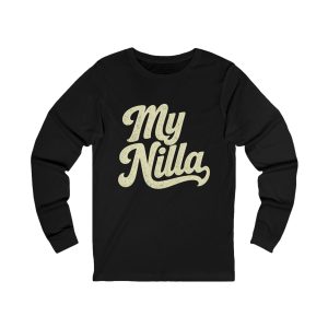 My Nilla Long Sleeve Tee – Cream Print – Black – product mockup