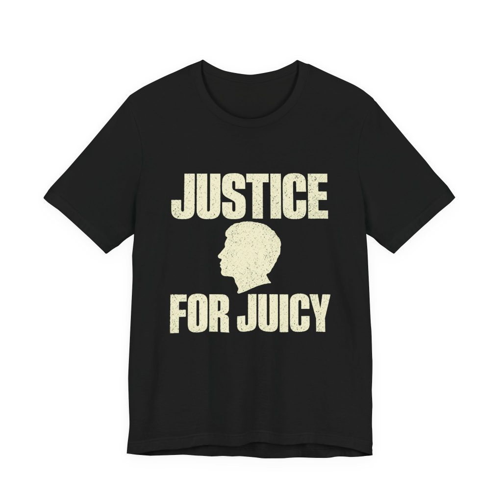Justice for Juicy Tee Black – Black – product mockup