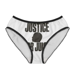Justice for Juicy Panties – Dark Print – White / Black Trim – product mockup