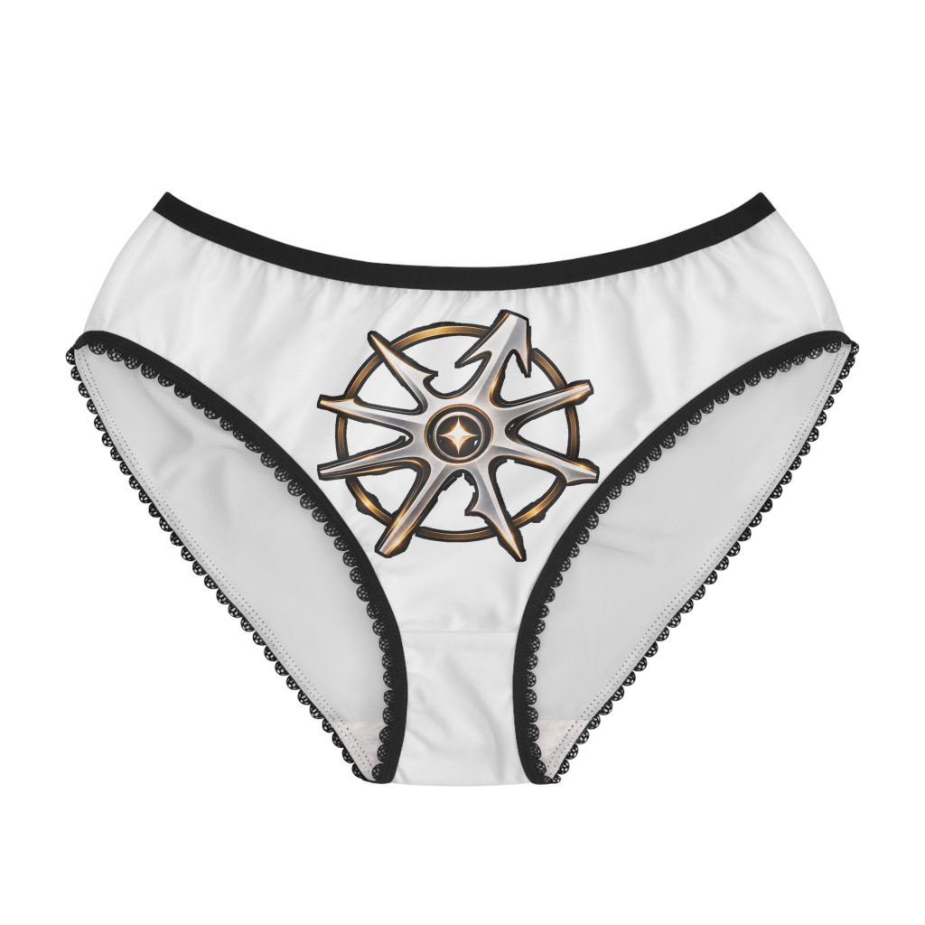 Disruptarian Compass Panties – Dark Print – White / Black Trim – product mockup