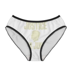 Justice for Juicy Panties – Cream Print – White / Black Trim – product mockup