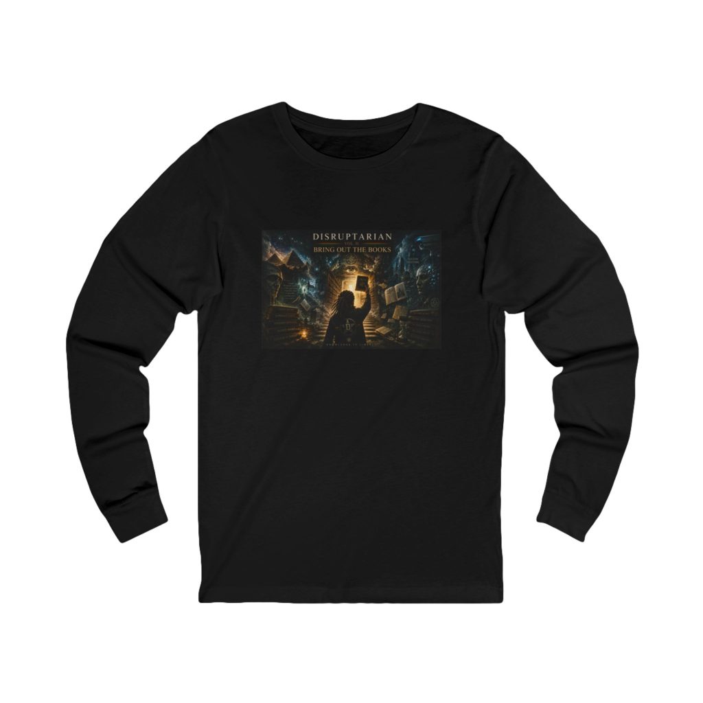 Bring Out the Books Long Sleeve Tee – Black – product mockup