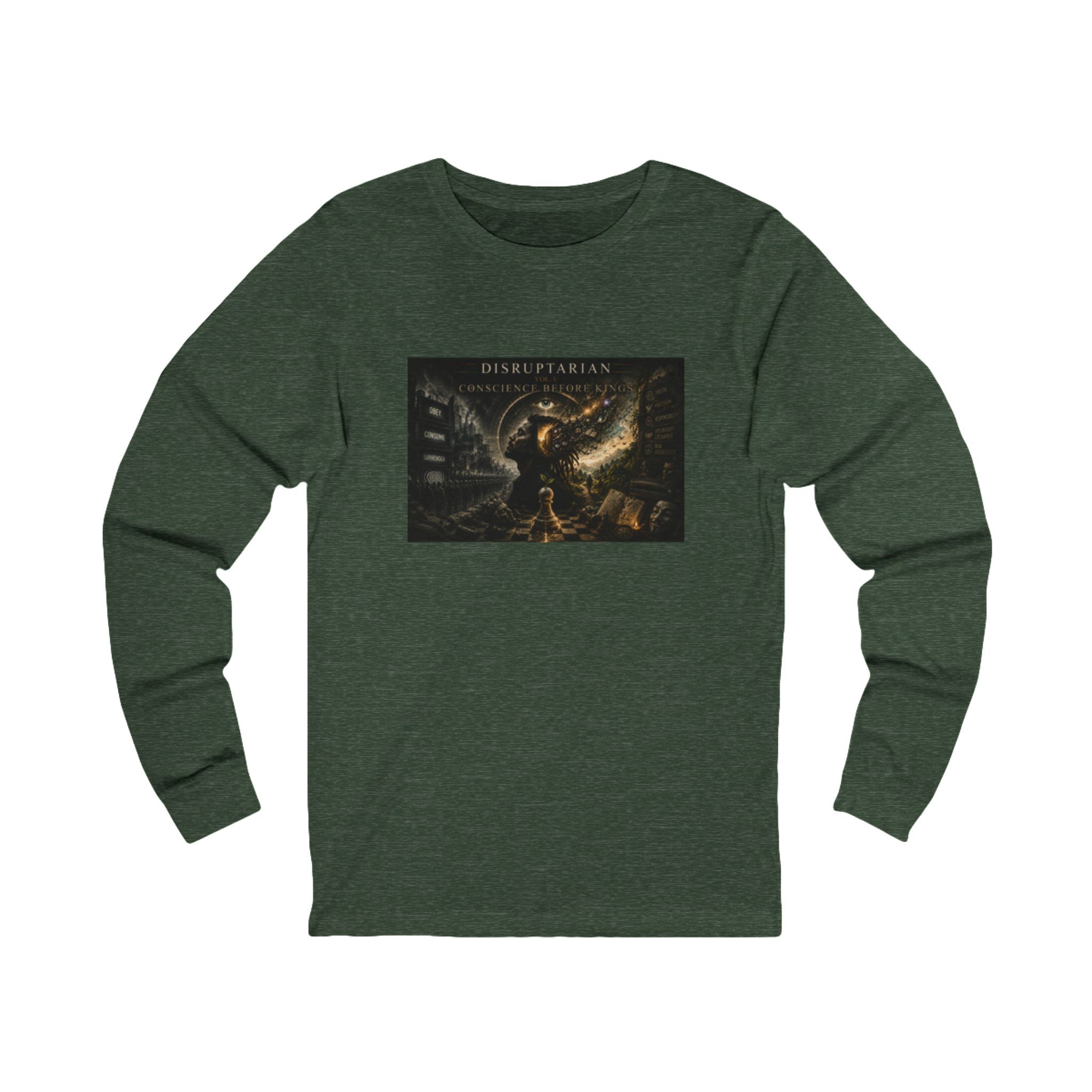 Conscience Before Kings Long Sleeve Tee – Heather Forest mockup
