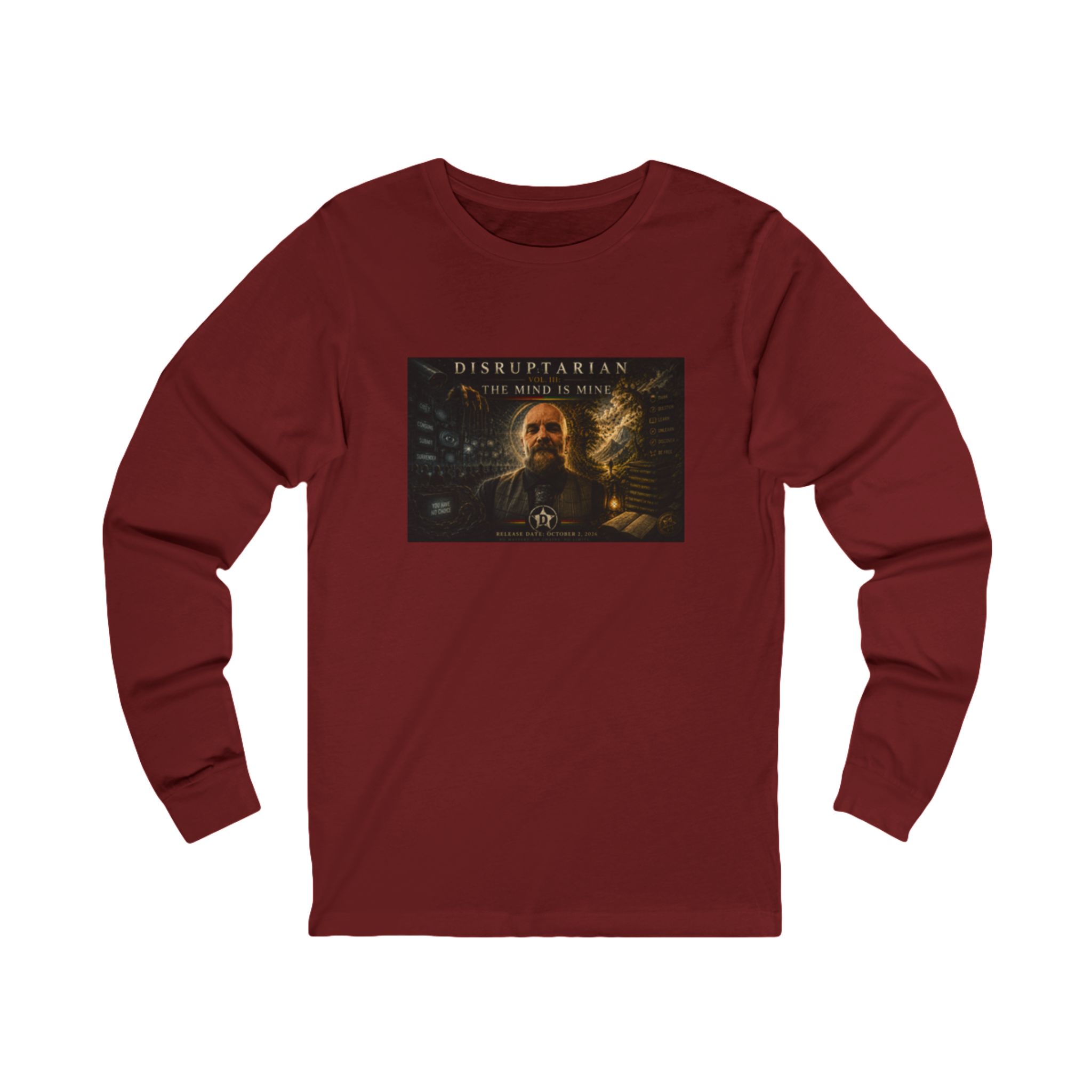 The Mind Is Mine Long Sleeve Tee – Cardinal mockup