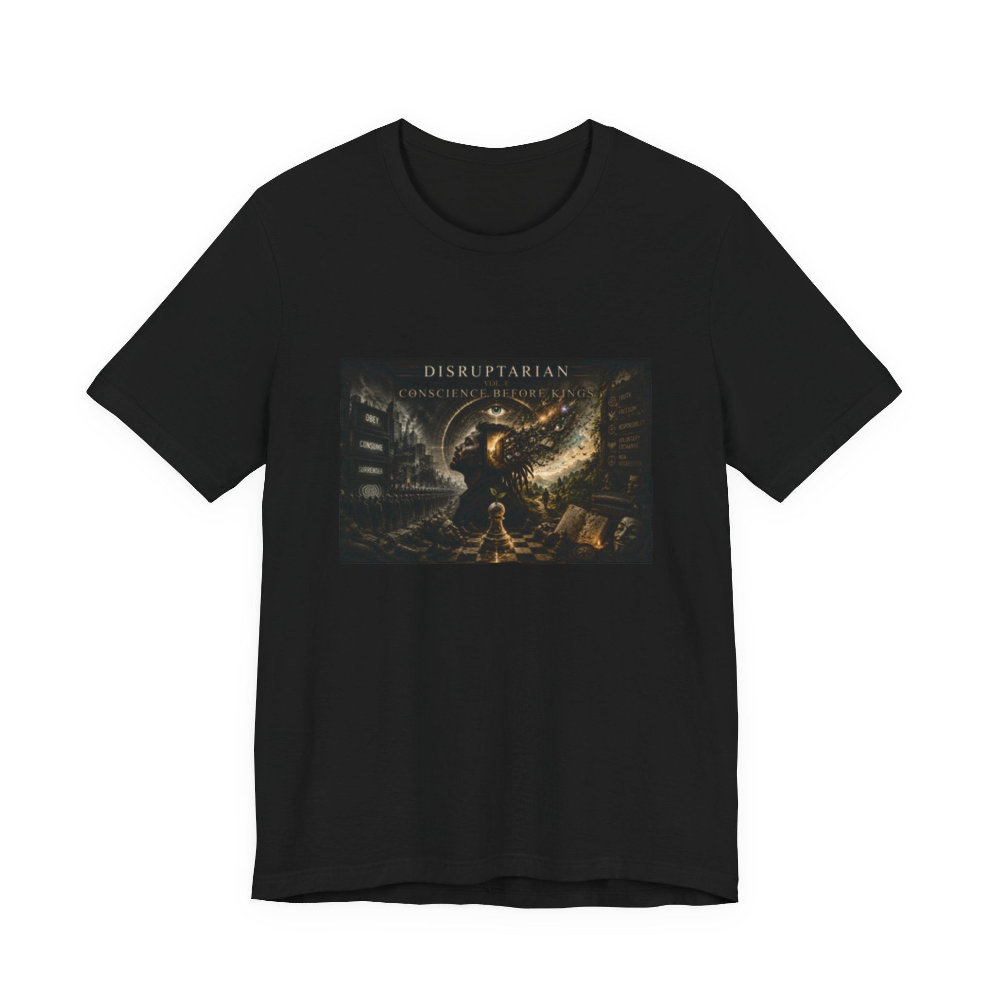 Conscience Before Kings Tee Black – Black – product mockup