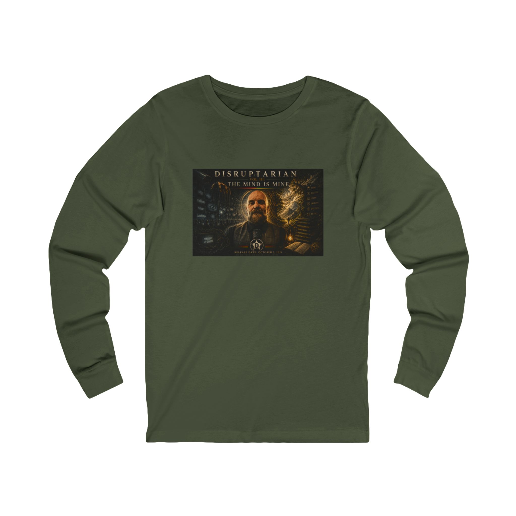 The Mind Is Mine Long Sleeve Tee – Military Green mockup