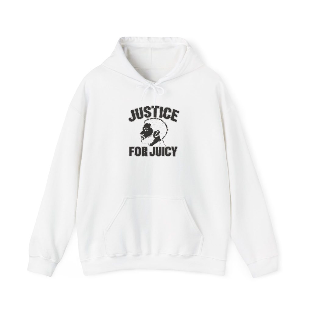 Justice for Juicy Hoodie White – White – product mockup