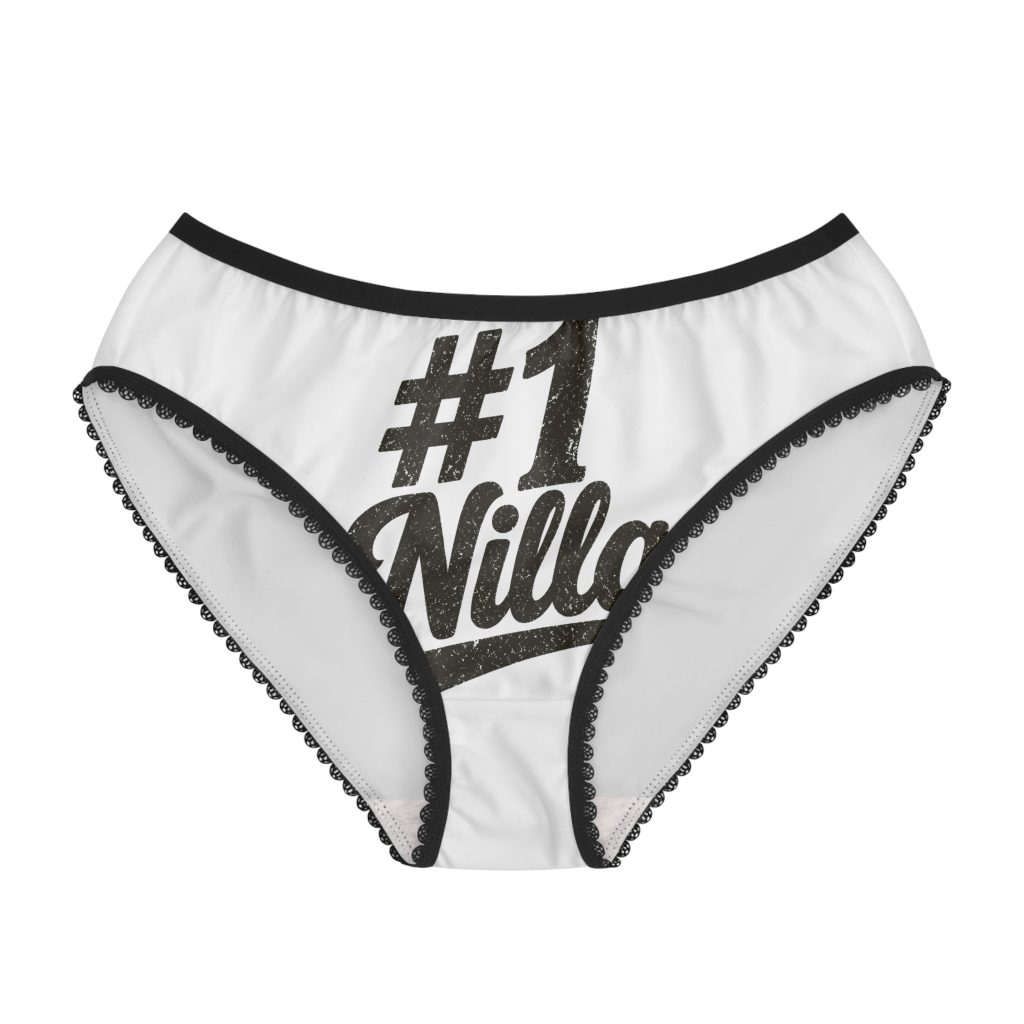 #1 Nilla Panties – Dark Print – White / Black Trim – product mockup
