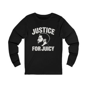 Justice for Juicy Long Sleeve Tee – Cream Print – Black – product mockup
