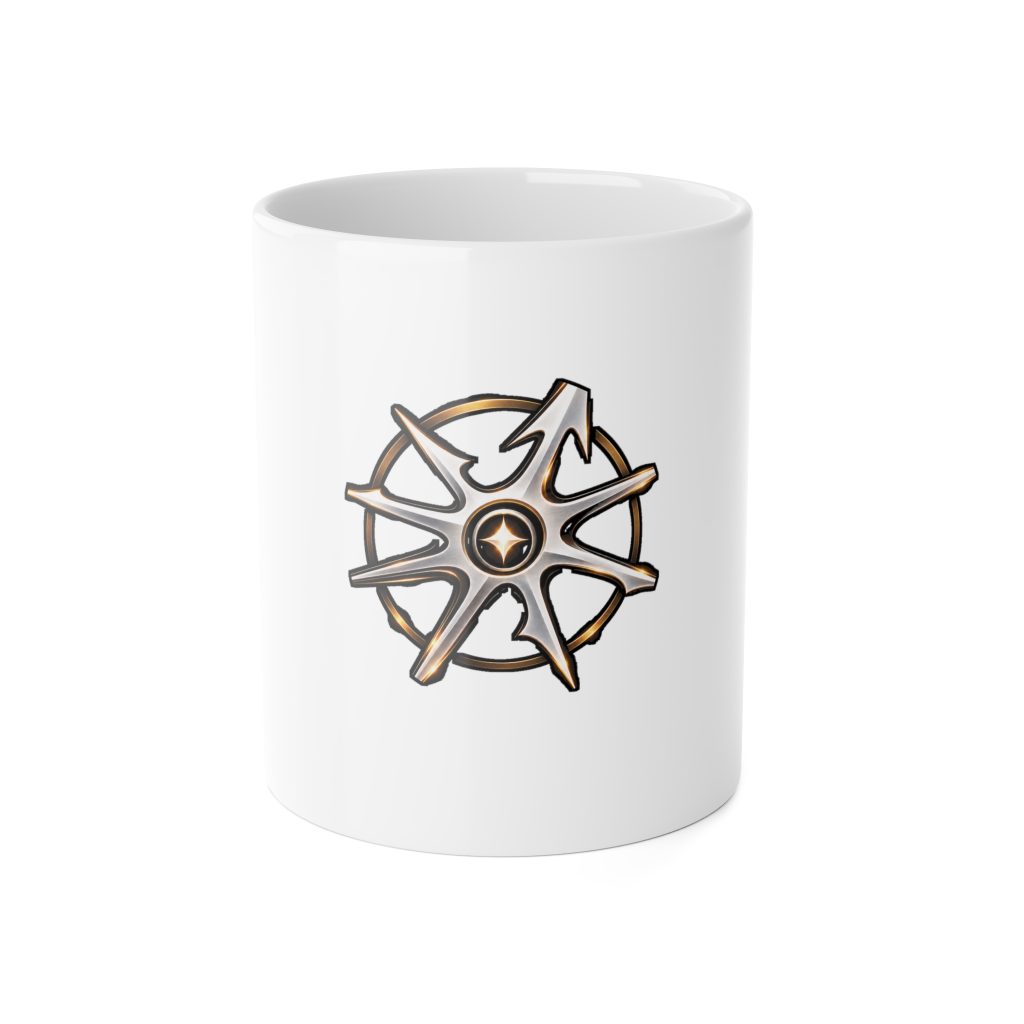 Disruptarian Compass Mug – Dark Print – White – product mockup