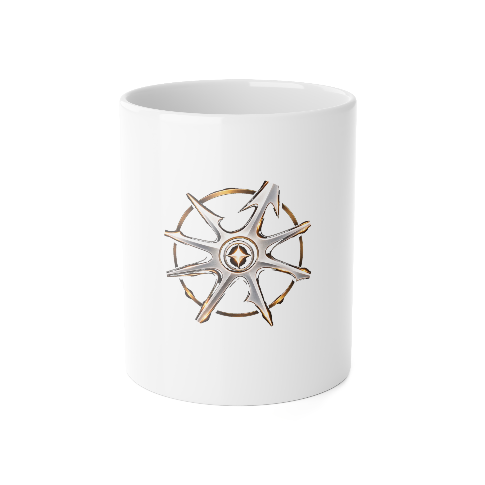 Disruptarian Compass Mug – Cream Print – White – product mockup